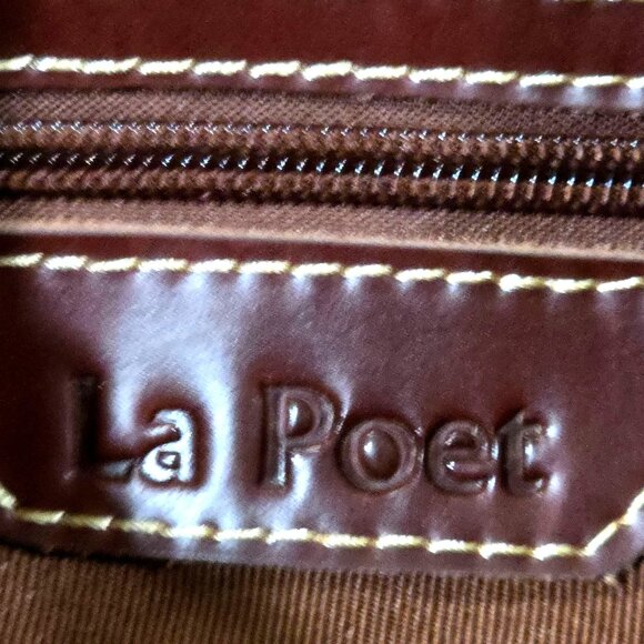 Vintage La Poet Waxed Canvas Crossbody Travel Bag Leather Accents & Weatherproof - Picture 6 of 13